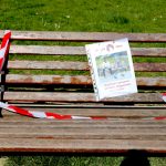 white and red wooden bench